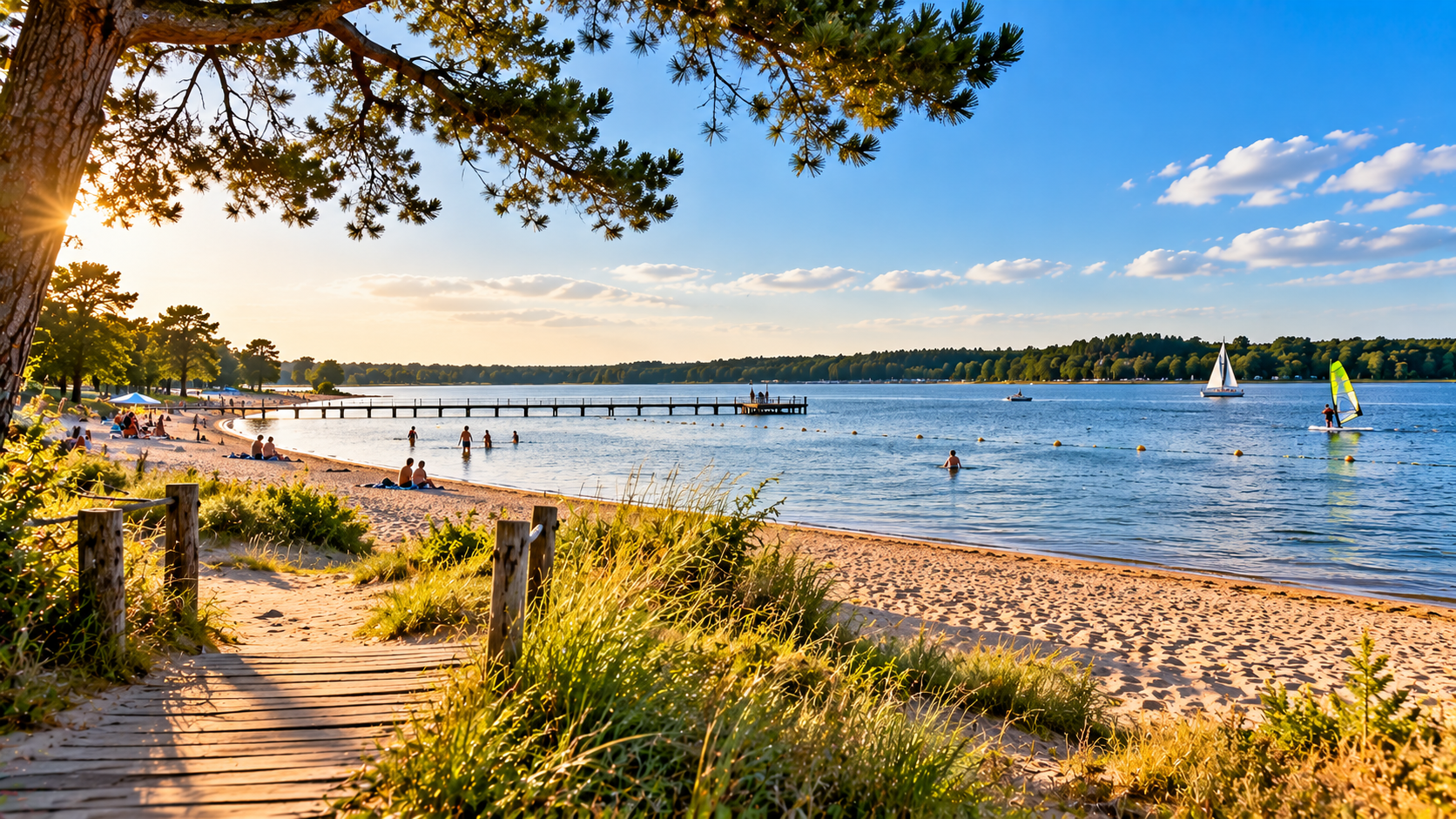 Strand en water bij Strand Horst aan de Veluwe Randmeren in Ermelo