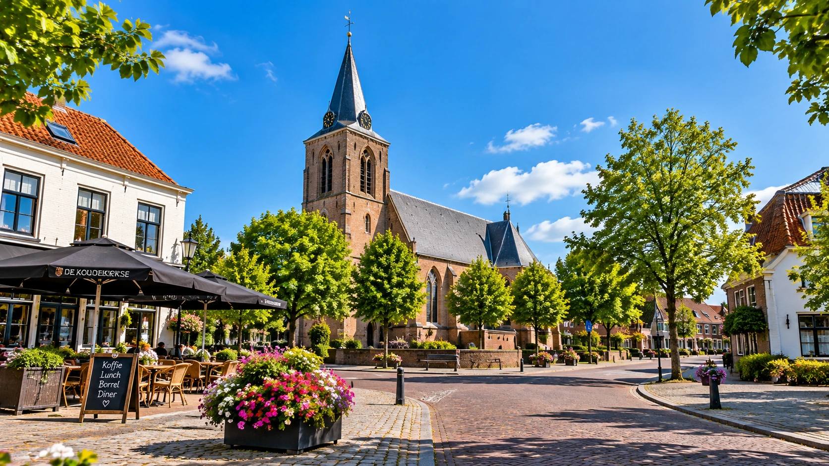 Dorpscentrum van Koudekerke op Walcheren in Zeeland