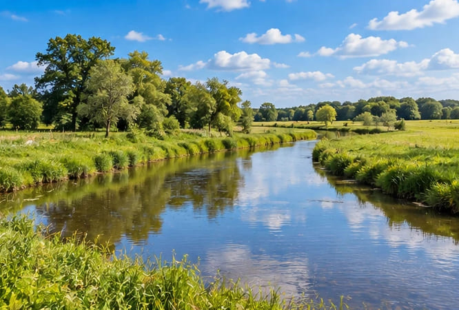 Rivier de Berkel door het groene landschap bij Lochem