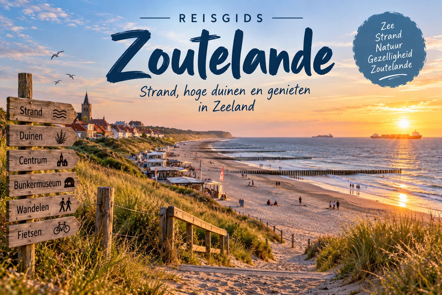 Strand en hoge duinen bij Zoutelande aan de Zeeuwse kust